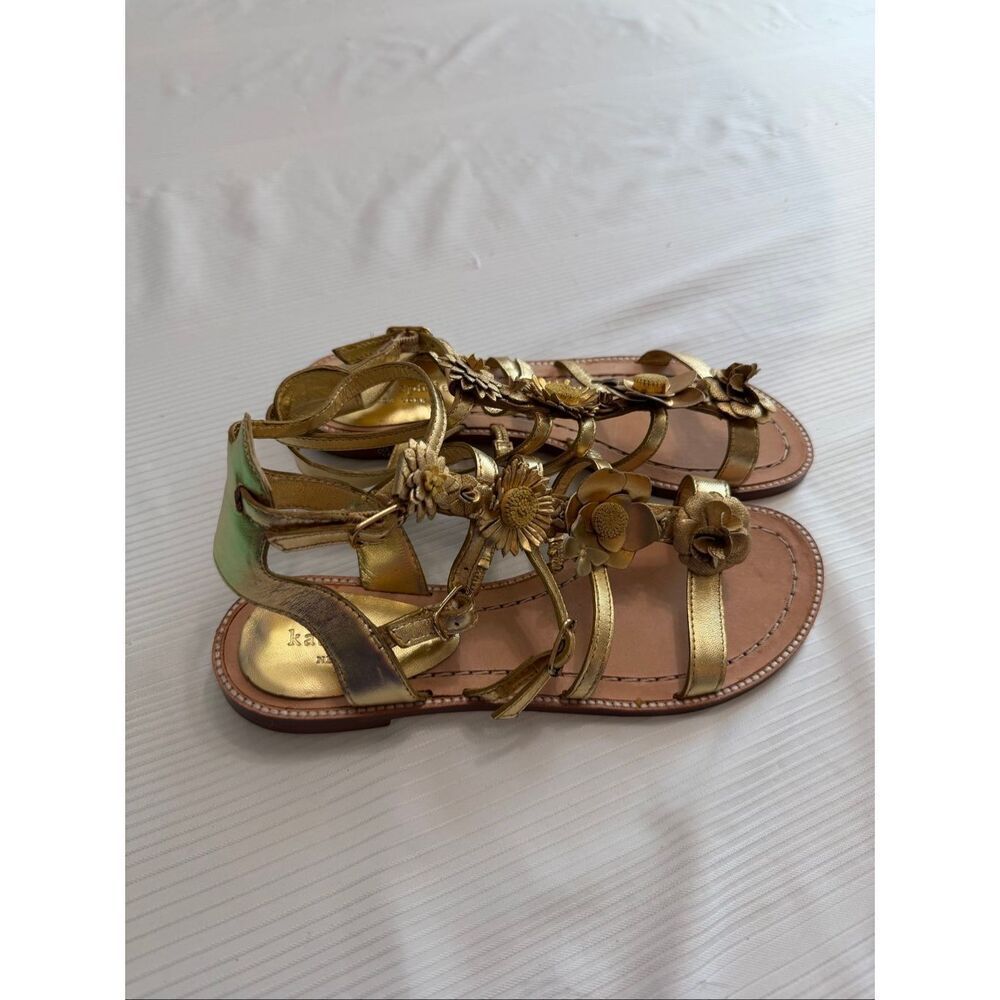 Kate Spade Sadia Metallic Gold Sandals Size 7 M New - Picture 5 of 10